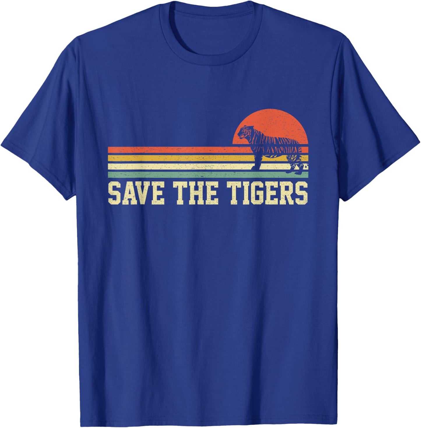 Vintage Save The Tigers T Shirt Gift Tigers Lovers T-Shirt - T-Shirt | Royal
