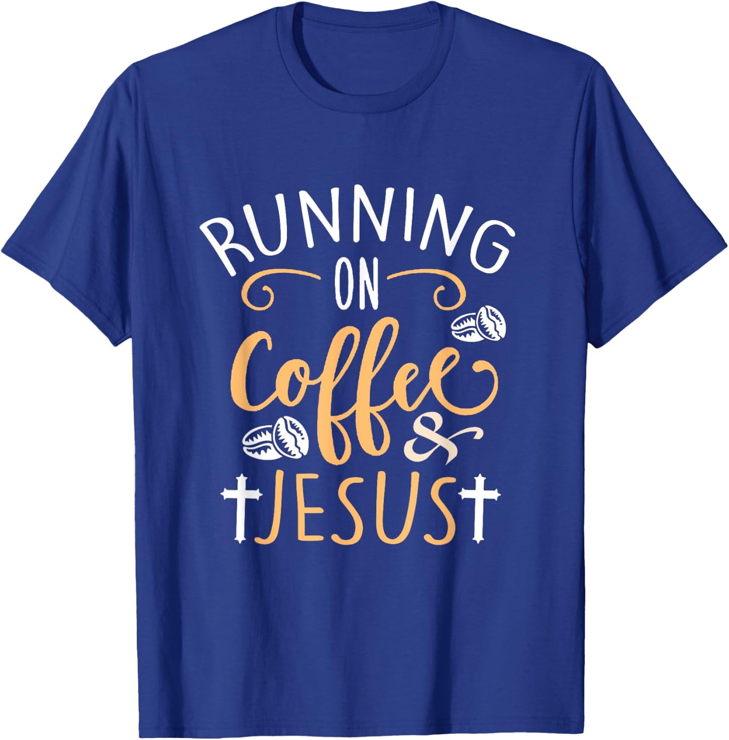 Running on Coffee and Jesus Fun Sport Christian T-Shirt - T-Shirt | Royal
