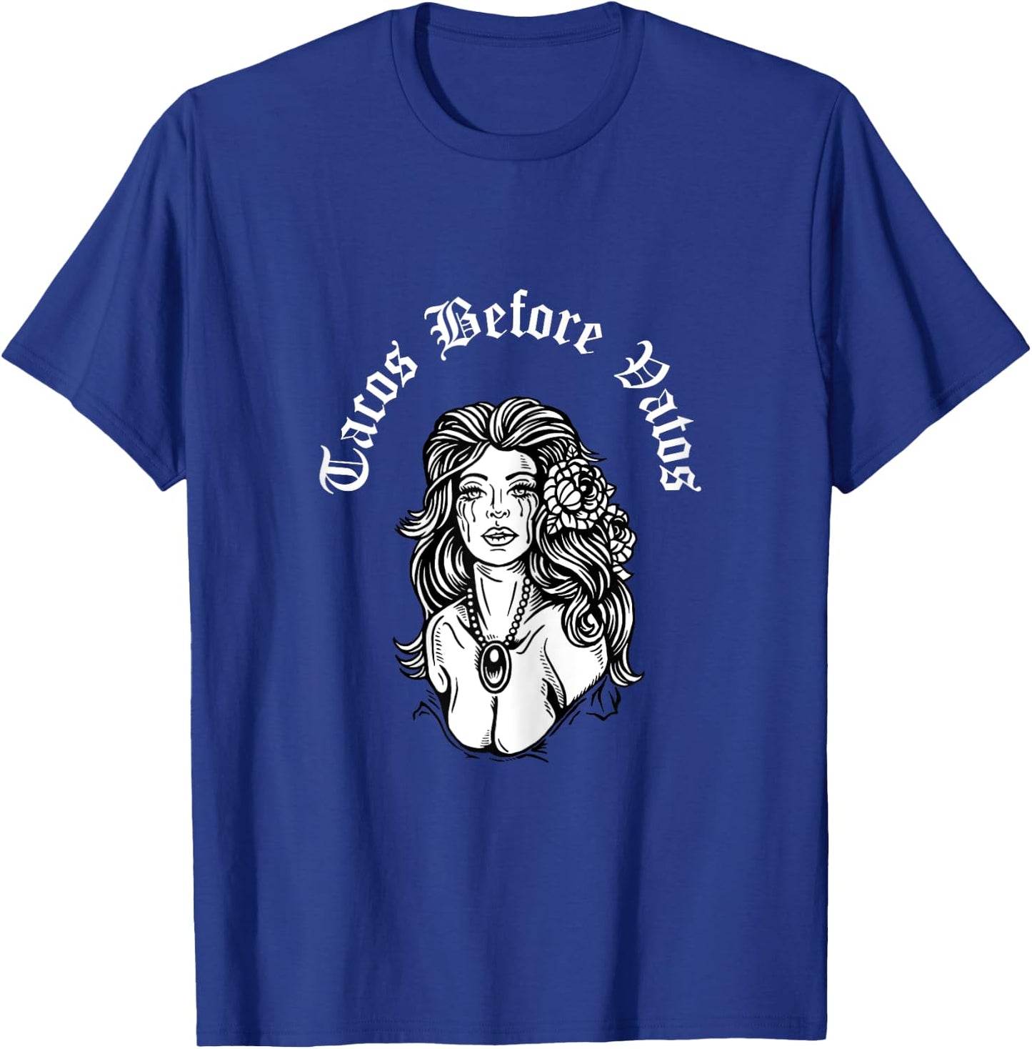 Proud Chingona Club Tacos before Vatos Chola - Women's X-Small Black Short Sleeve Classic Fit Cotton 65% Polyester 35% Retro Graphic Blended Fabric T-Shirt - T-Shirt | Royal