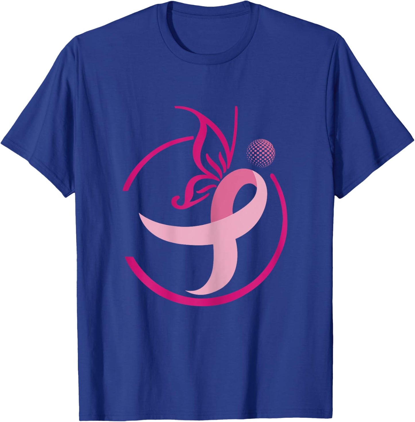 Pink Ribbon Golf Shirts-Butterflies Breast Cancer T-Shirt - T-Shirt | Royal