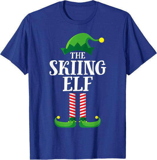 Skiing Elf Matching Family Group Christmas Party Pyjamas T-Shirt - T-Shirt | Royal