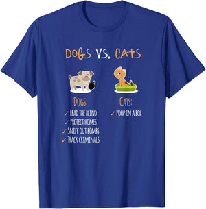 Dogs Vs Cats | Dog Dad | Dog Mom | Trending Dog Lovers Funny Women Girls Kids T-Shirt - T-Shirt | Royal