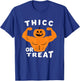 Thicc Or Treat , funny halloween muscule pumpkin T-Shirt - T-Shirt | Royal