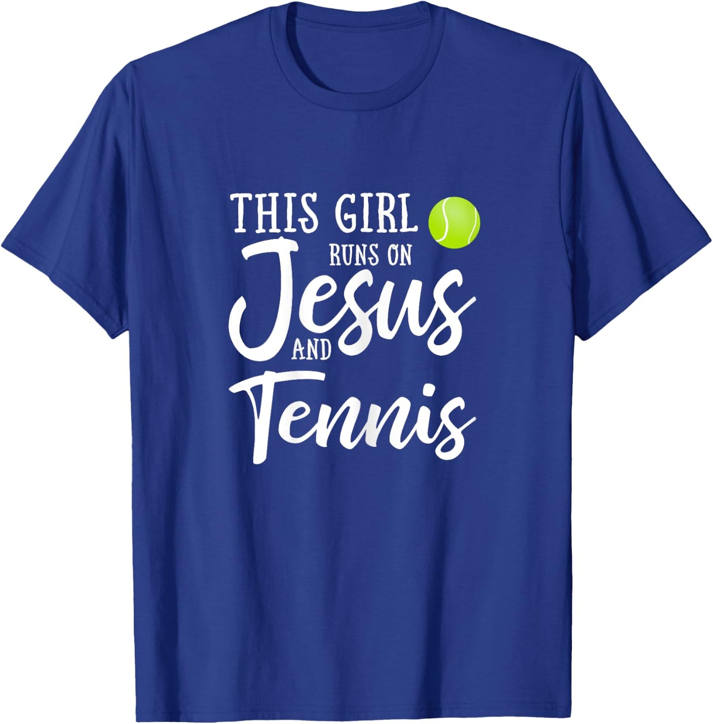 This Girl Runs On Jesus And Tennis Shirt Christian Gift T-Shirt - T-Shirt | Royal