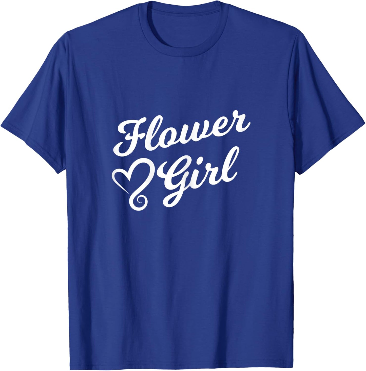 Flower Girl - Wedding for Girls, Cursive White Heart T-Shirt - T-Shirt | Royal