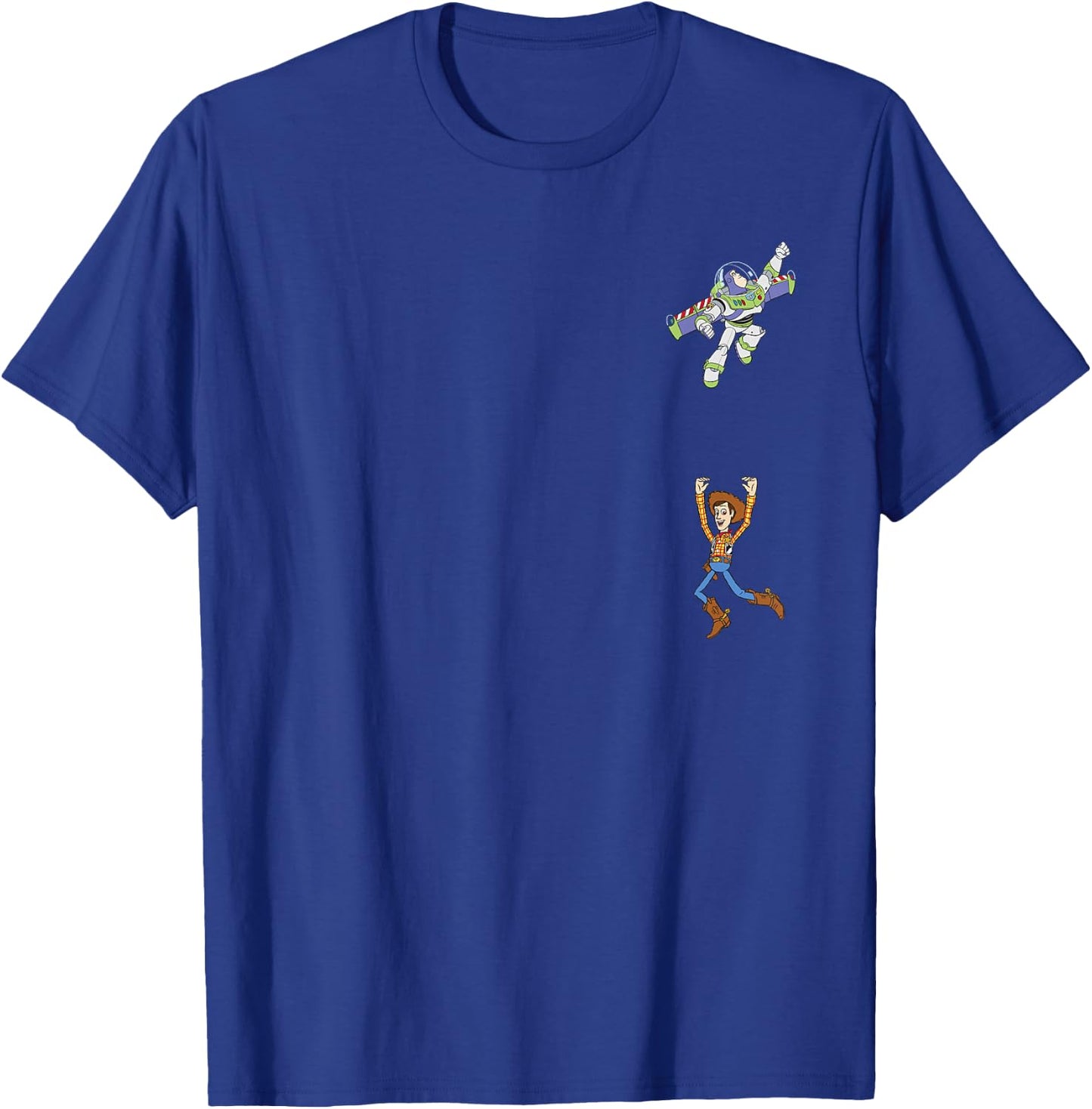 Disney Pixar Toy Story Buzz Lightyear Flying Woody Falling T-Shirt - T-Shirt | Royal