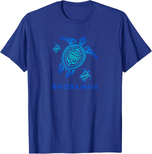 Riviera Maya Mexico Sea Blue Tribal Turtle T-Shirt - T-Shirt | Royal