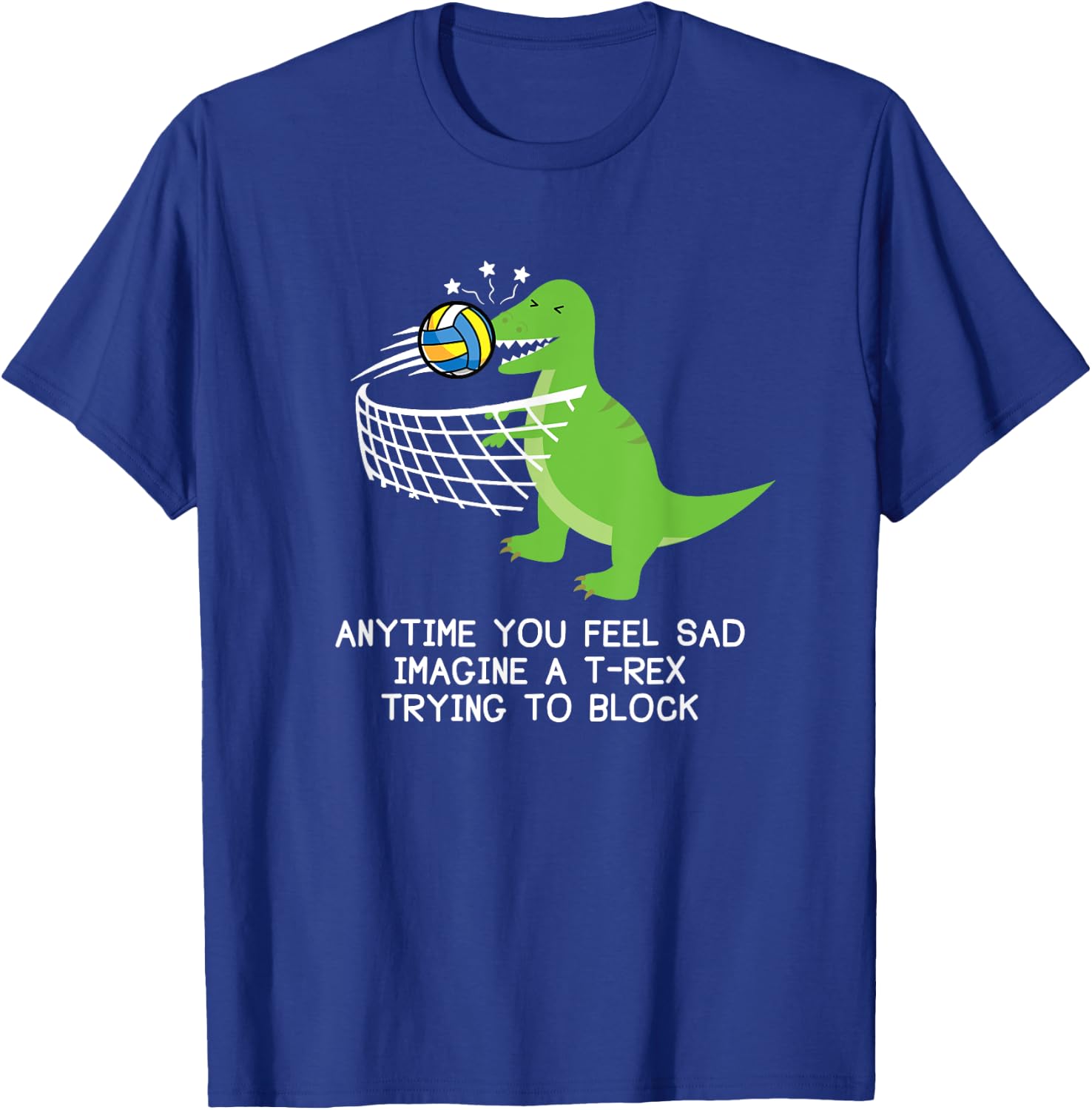 Volleyball T-Rex , Funny Volleyball Player Shirt T-Shirt - T-Shirt | Royal