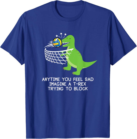 Volleyball T-Rex , Funny Volleyball Player Shirt T-Shirt - T-Shirt | Royal