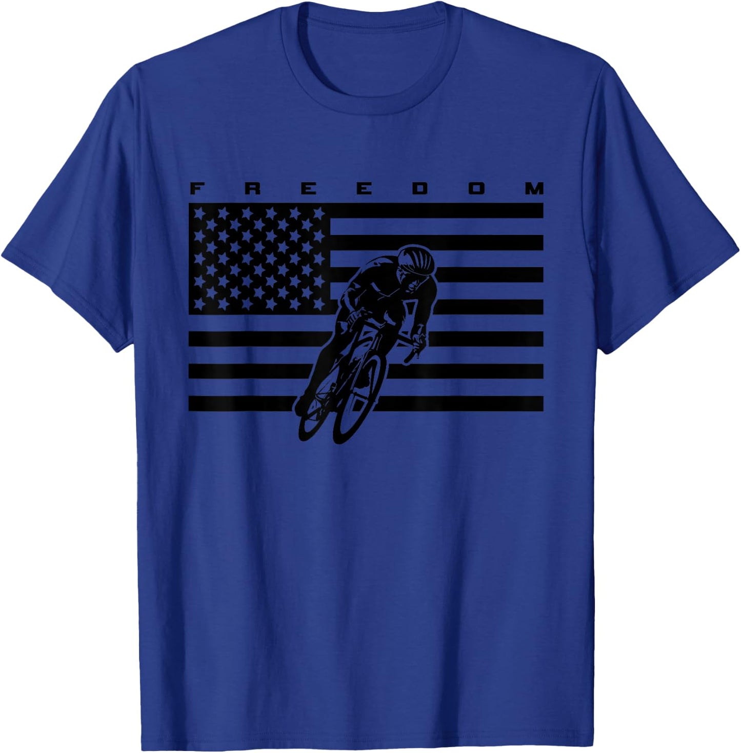 American Flag Road Biking Bicycle Cycling T-Shirt - T-Shirt | Royal