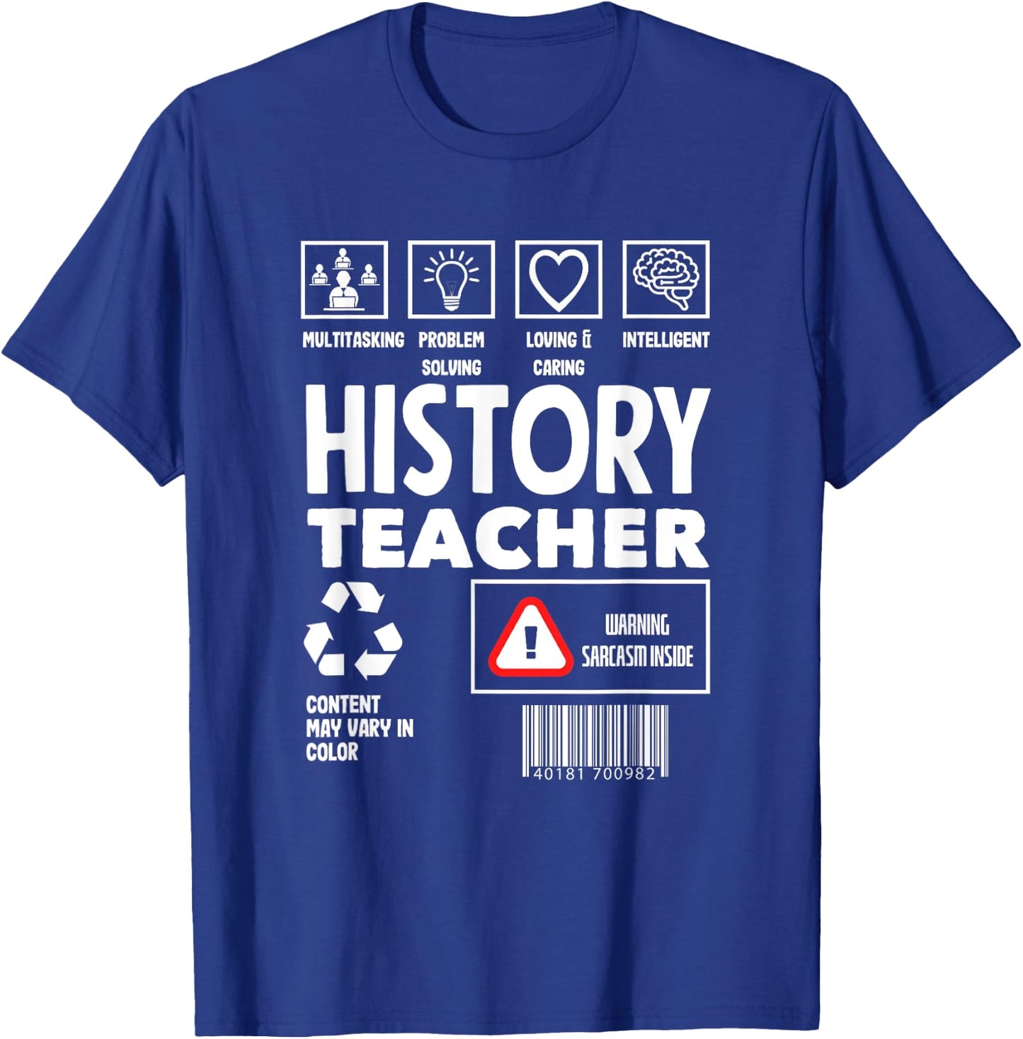 Funny History Teacher T-Shirt - T-Shirt | Royal