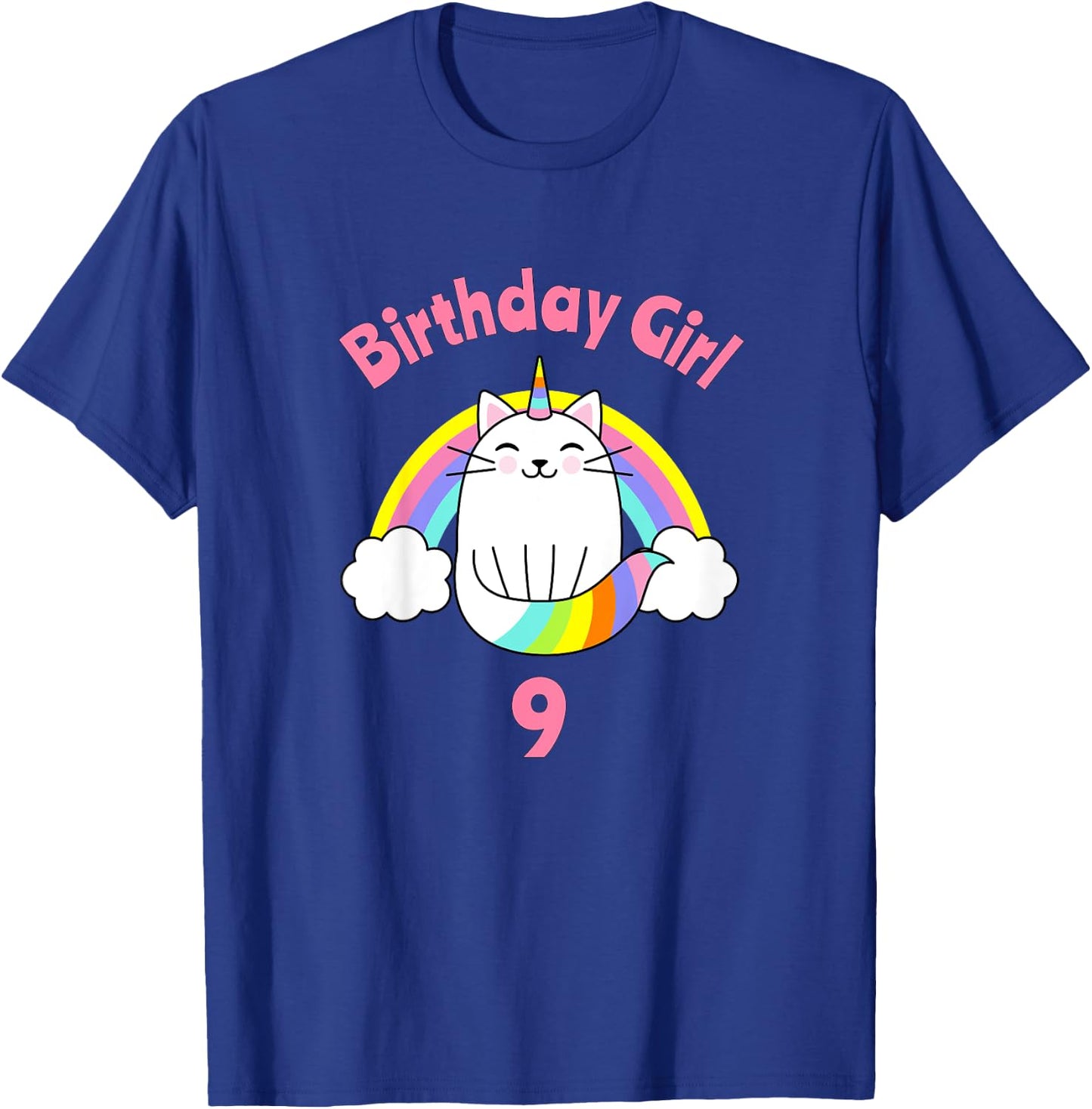 Kids Birthday Girl for Girls 9 Year Old 9th Party Nine T-Shirt - T-Shirt | Royal