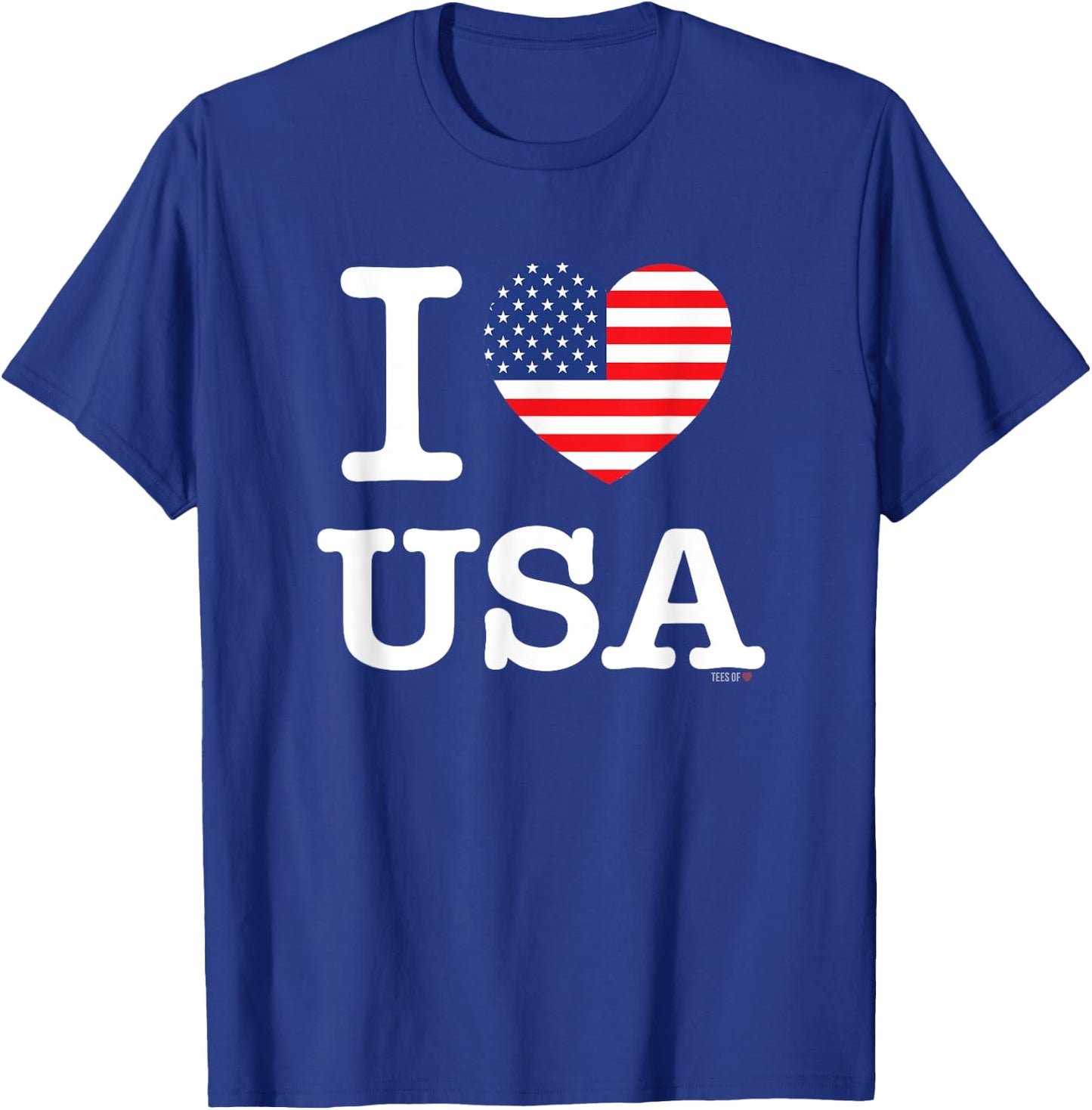 I Love USA White United States of America Flag Heart T-Shirt - T-Shirt | Royal