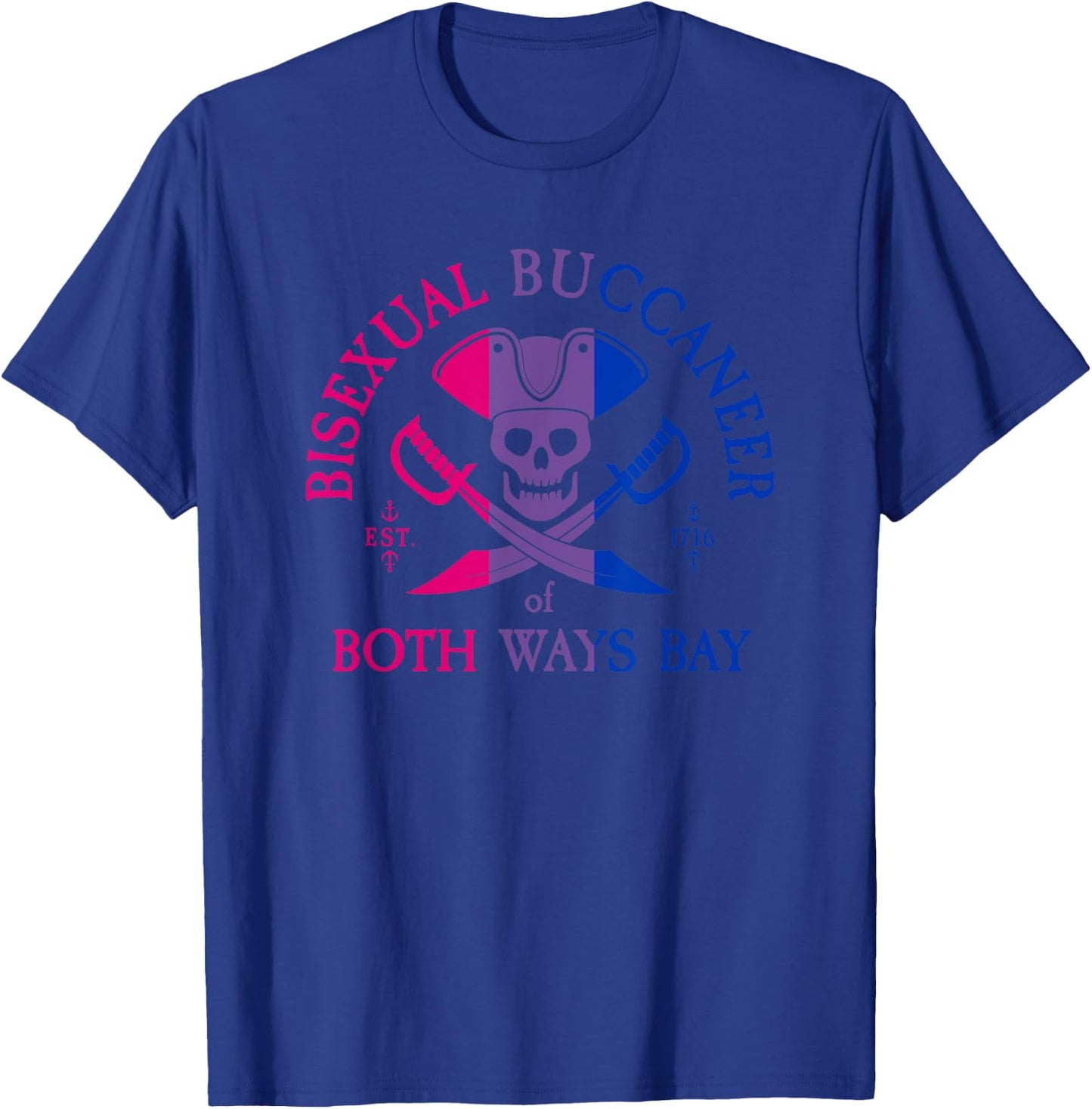 Bisexual Buccaneer of Both Ways Bay Bi Pride Shirt T-Shirt - T-Shirt | Royal
