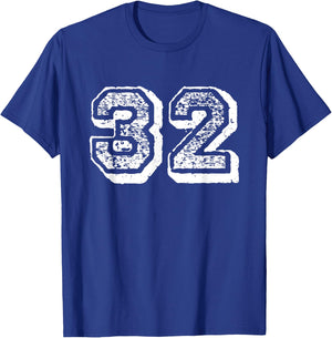 Number 32 Sports Jersey Player #32 Fan FRONT Print Vintage T-Shirt - T-Shirt | Royal