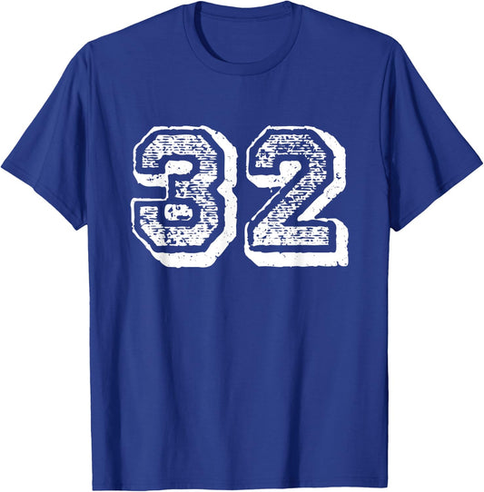 Number 32 Sports Jersey Player #32 Fan FRONT Print Vintage T-Shirt - T-Shirt | Royal