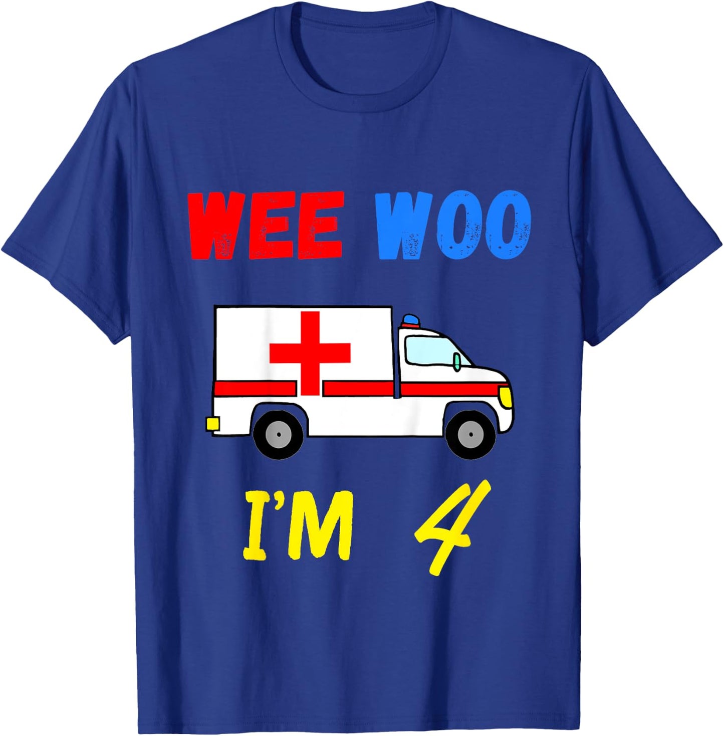 Ambulance 4 Years Old 4th Birthday Emergency Services T-Shirt - T-Shirt | Royal