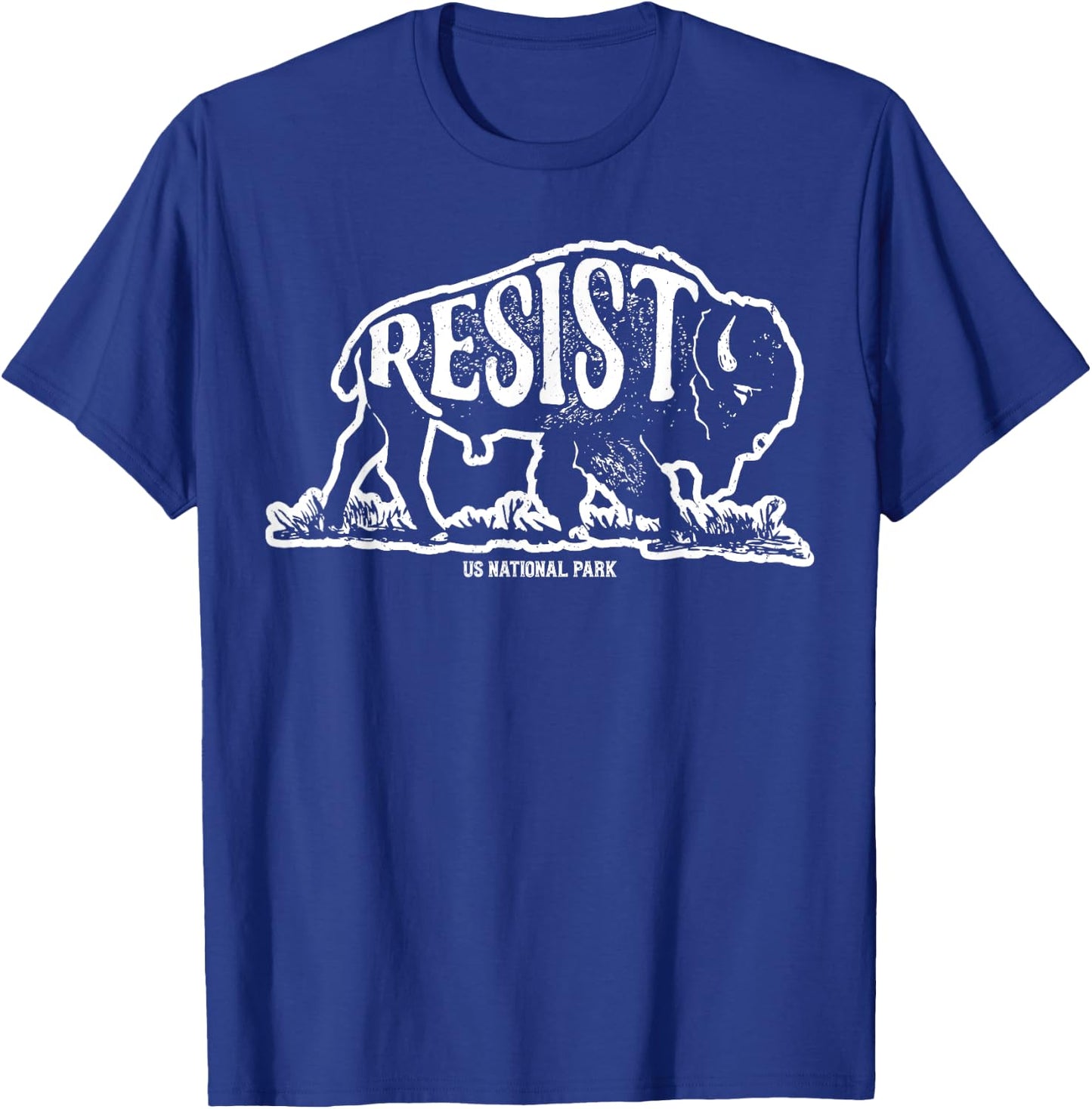 ALT US National Park Resist Service Bison Buffalo Vintage T-Shirt - T-Shirt | Royal