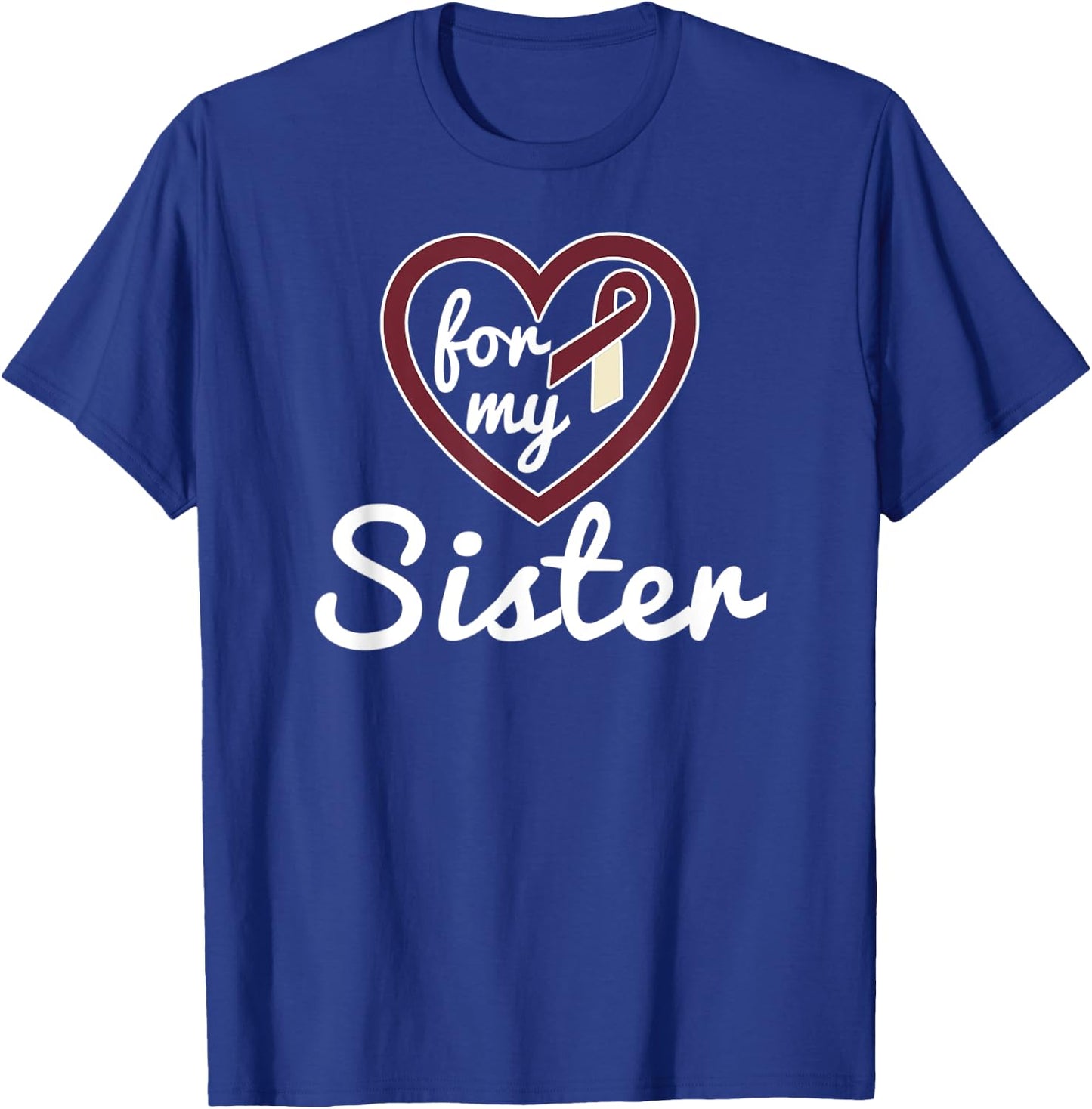 Throat Cancer Shirt Sister Awareness Ribbon T-Shirt - T-Shirt | Royal