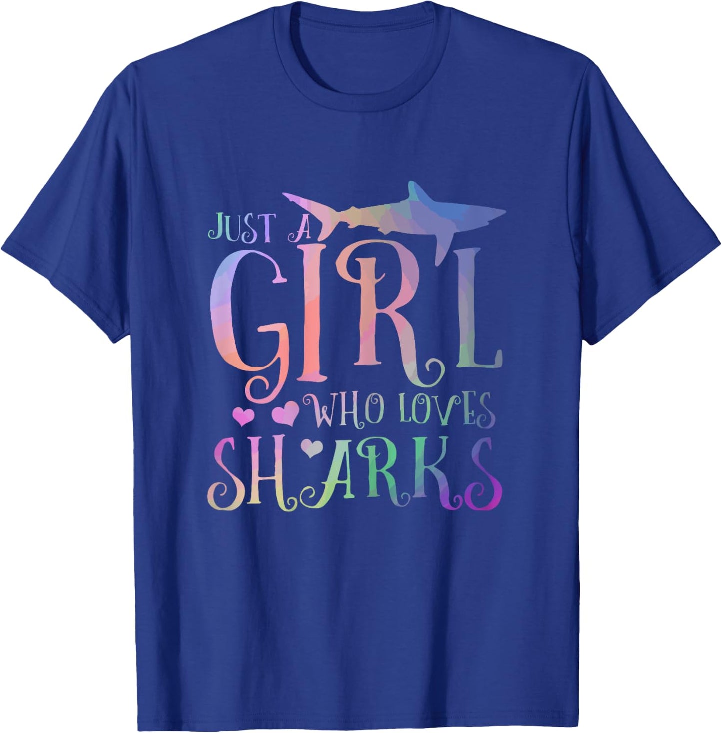 Just A Girl Who Loves Sharks Funny Watercolor Fishing Gift T-Shirt - T-Shirt | Royal