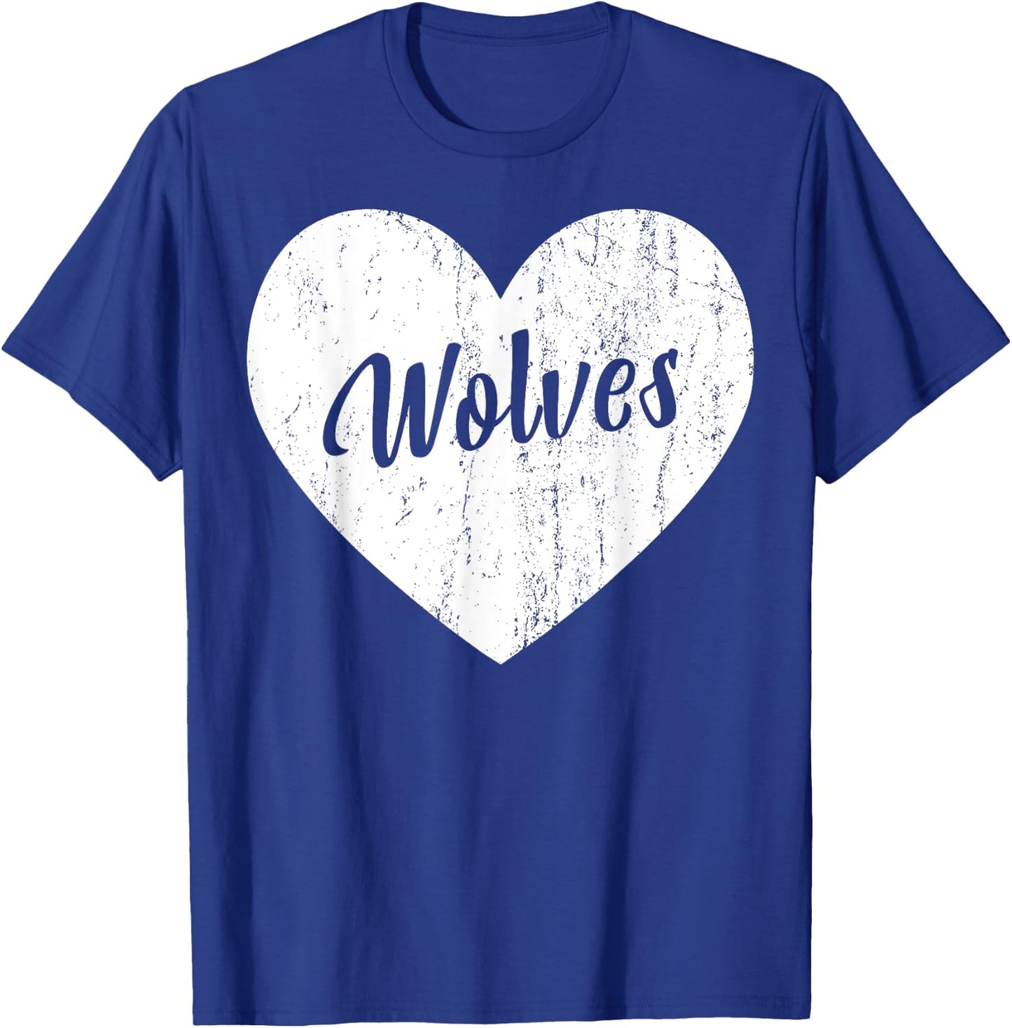 Wolves School Sports Fan Team Spirit Mascot Heart Gift T-Shirt - T-Shirt | Royal