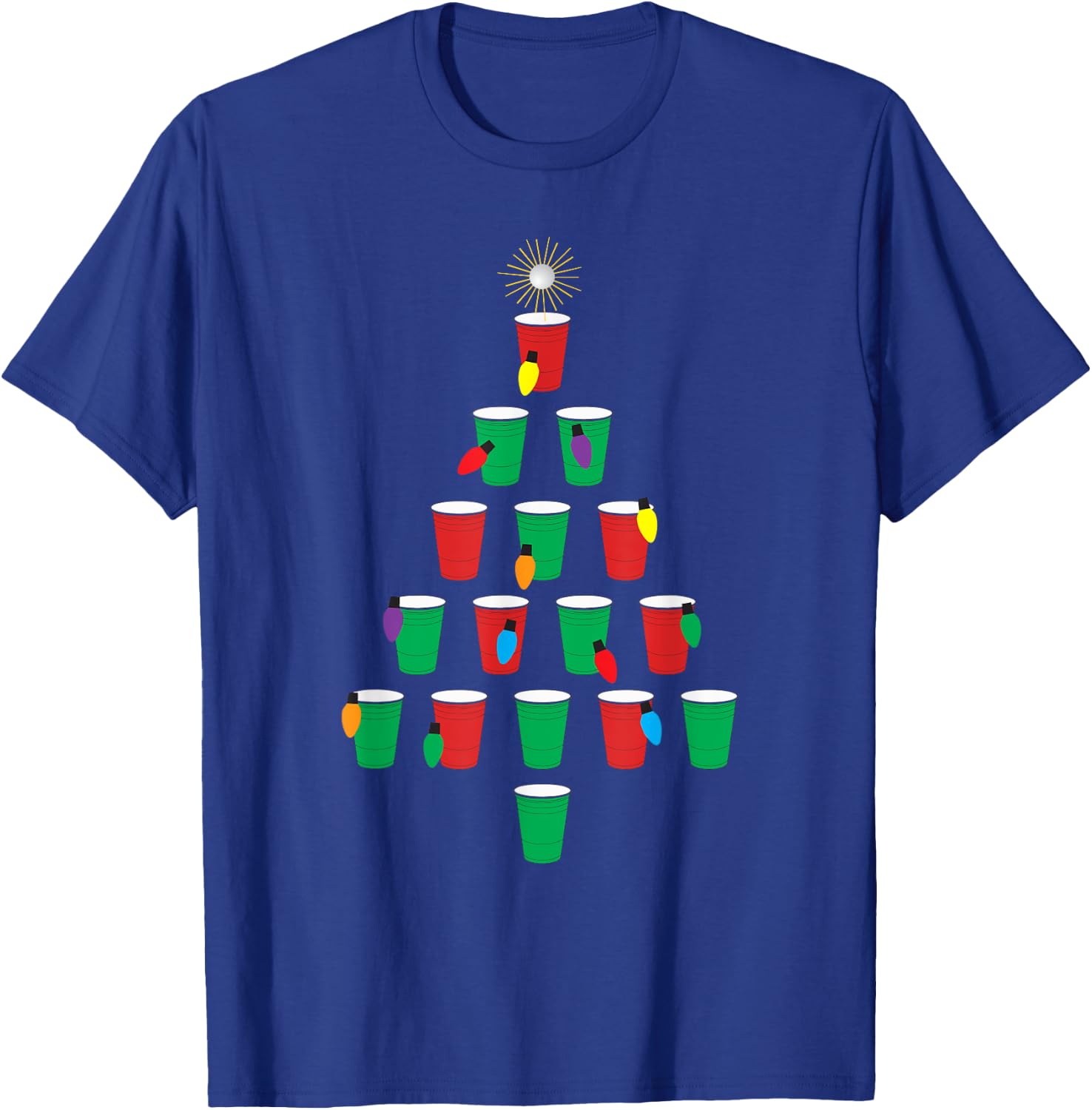 Beer Pong Christmas Tree - Holiday Shirt Design! T-Shirt - T-Shirt | Royal