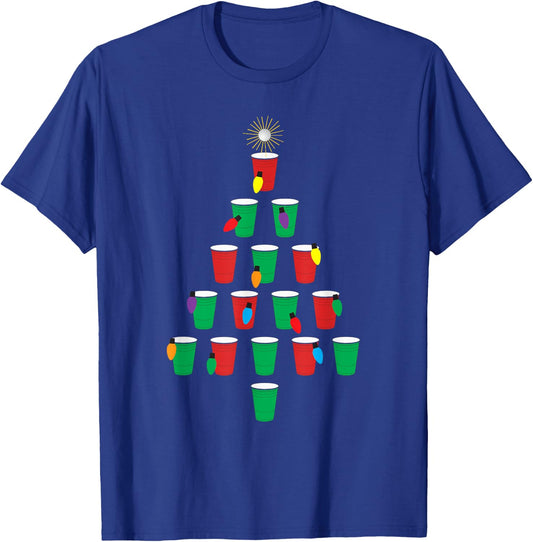 Beer Pong Christmas Tree - Holiday Shirt Design! T-Shirt - T-Shirt | Royal