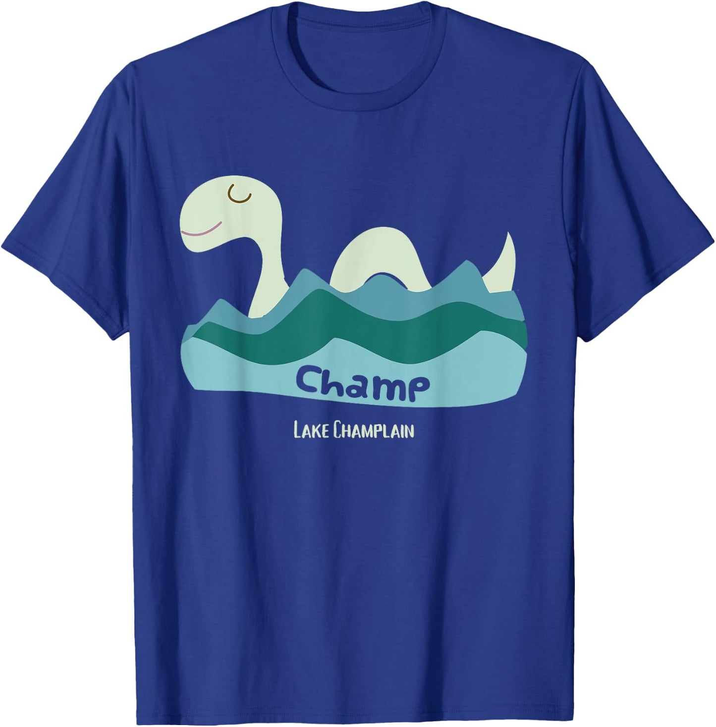 Champ Lake Champlain Lake Monster Cartoon Graphic T-Shirt - T-Shirt | Royal