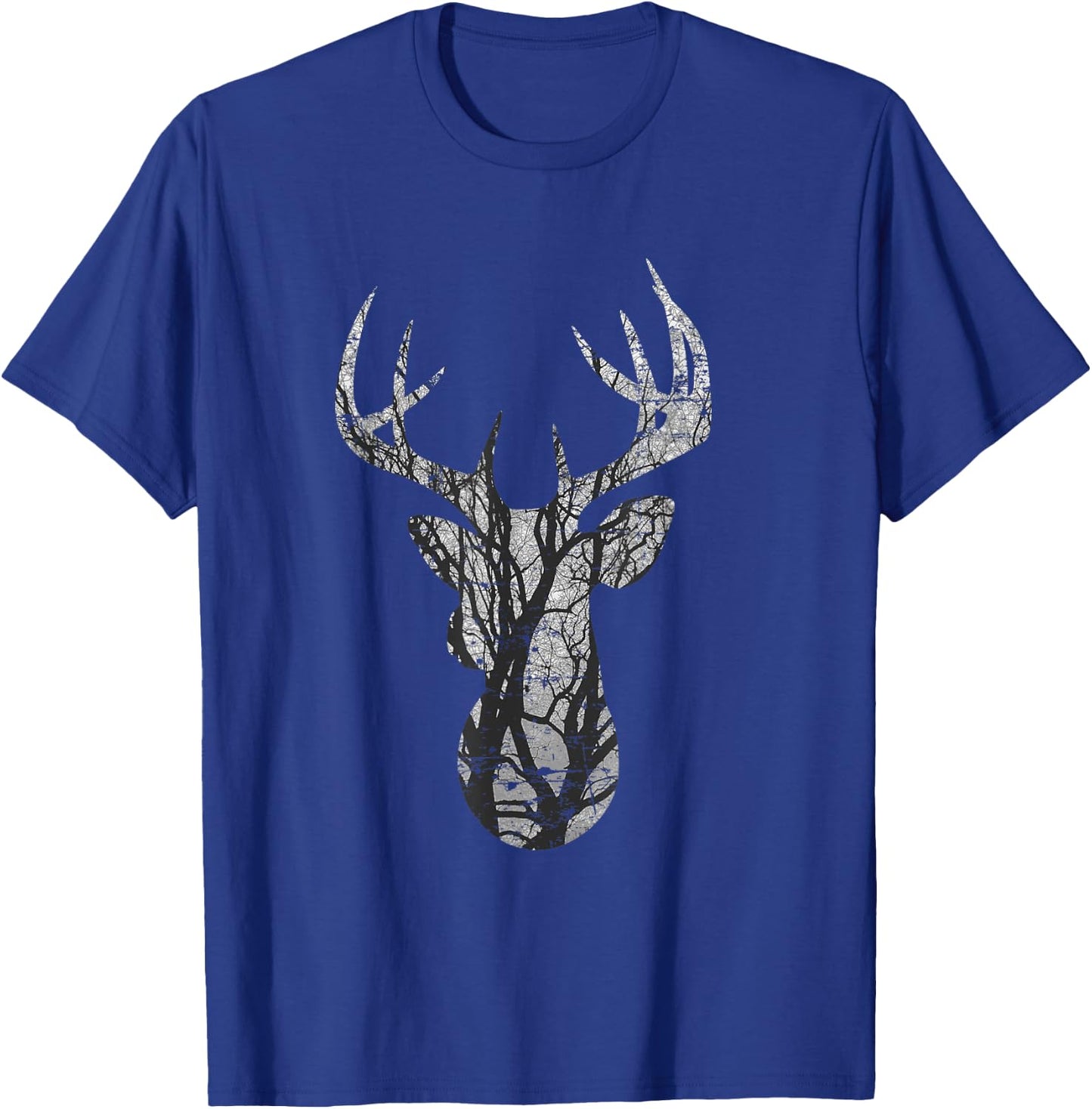 Eight Point Buck Deer Silhouette Woodlands T Shirt T-Shirt - T-Shirt | Royal