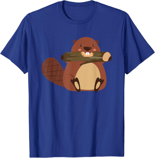 Kids Beaver Shirt For Boys Or Girls | Cute Beaver Gift T-Shirt - T-Shirt | Royal
