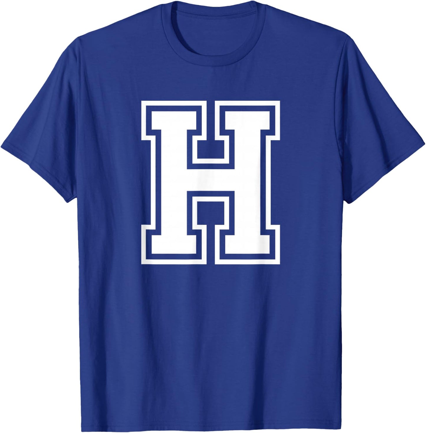 Letter H Name Initial Varsity Alphabet Monogram T-Shirt - T-Shirt | Royal