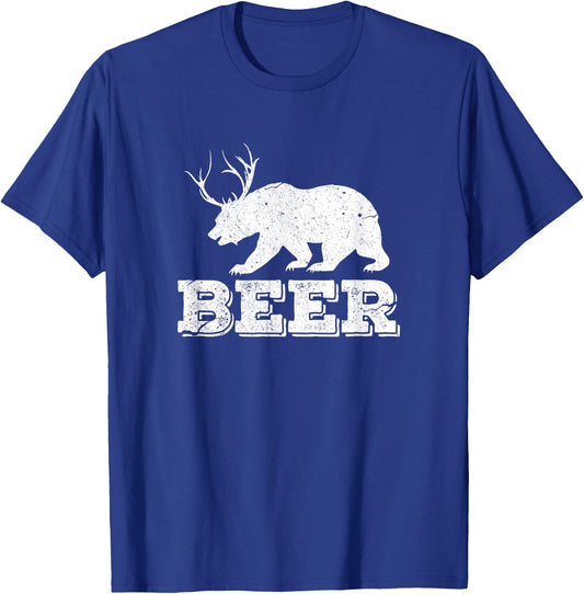 Beer Bear Deer Funny Hunting Vintage T-Shirt - T-Shirt | Royal