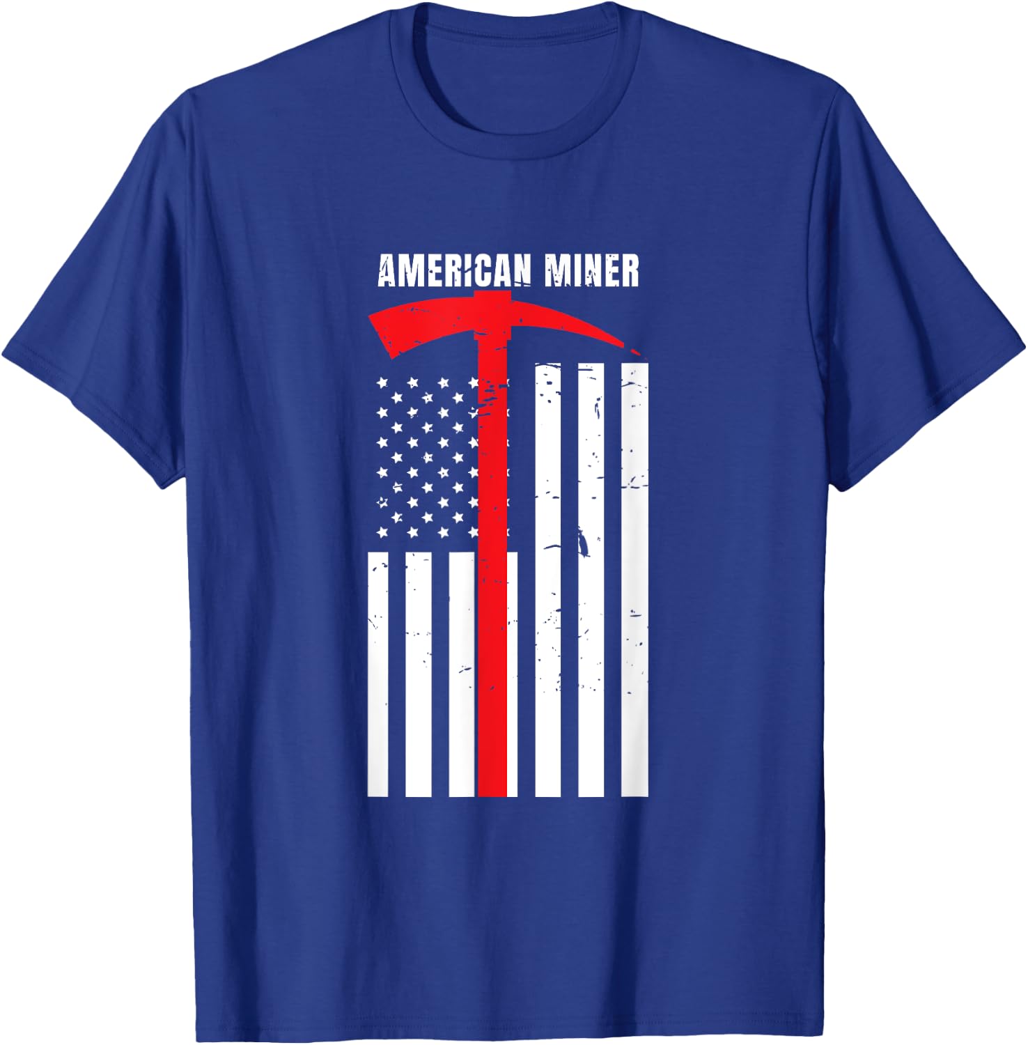 American Miner Coal Gold Pickaxe Patriotic Gift T-Shirt - T-Shirt | Royal