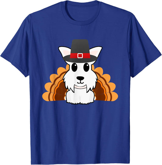Funny Cute Thanksgiving Westie Turkey T-Shirt - T-Shirt | Royal