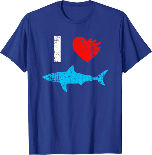 I Love Sharks Heart Bite - Marine Biology Shark Lover Gift T-Shirt - T-Shirt | Royal