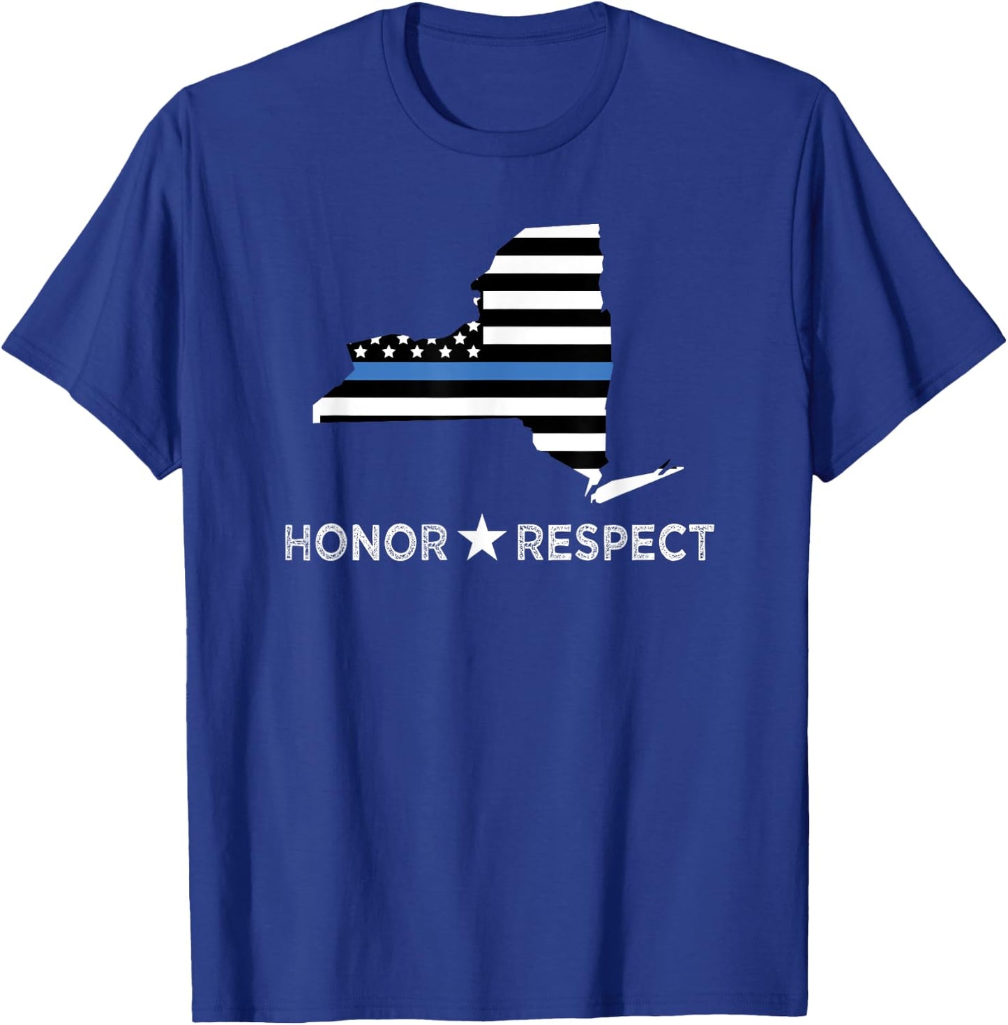 NYPD Thin Blue Line Flag LEO Support Honor Respect T-Shirt - T-Shirt | Royal