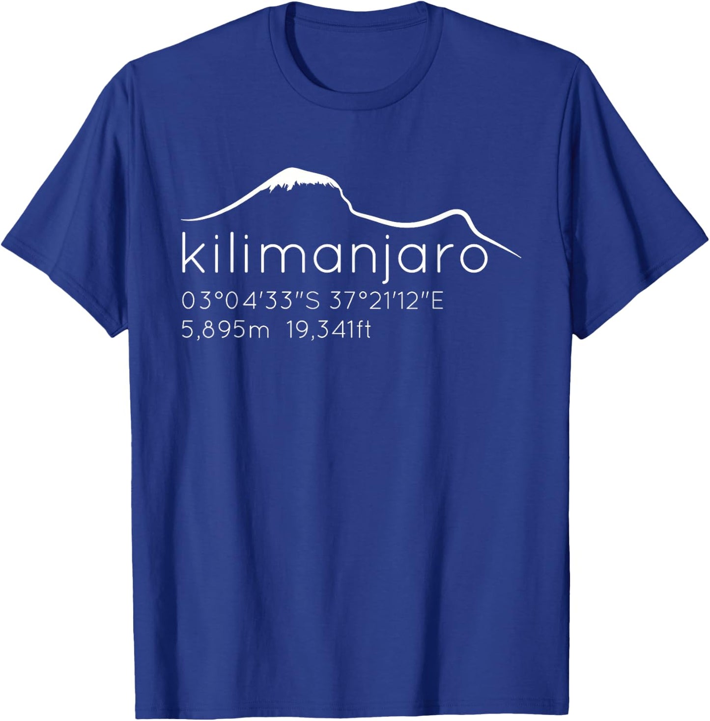 Kilimanjaro Graphic with Lat Long Elevation T-Shirt - T-Shirt | Royal