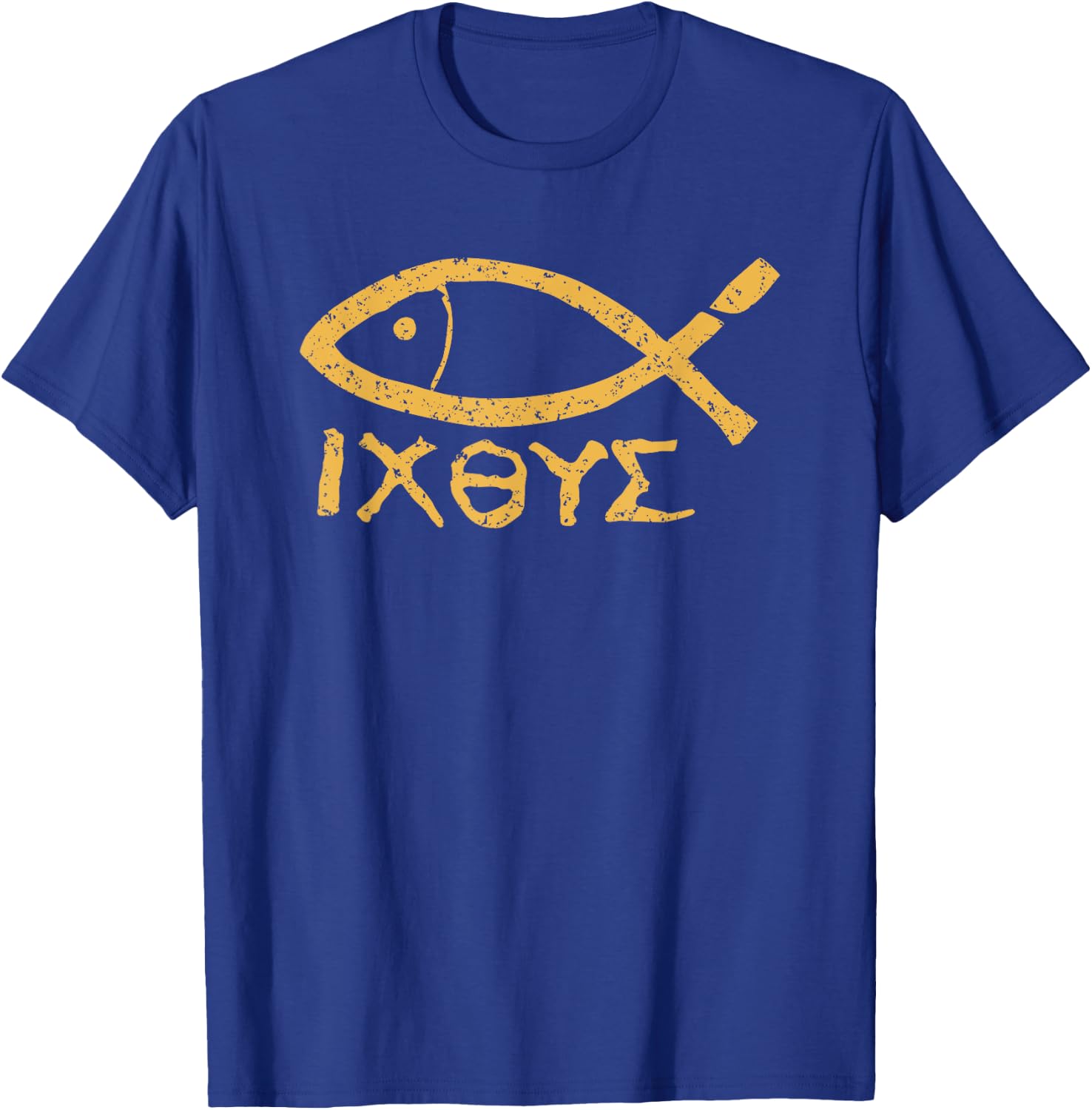 Ichthys Jesus Christ Son of God Savior Ancient Fish Symbol T-Shirt - T-Shirt | Royal