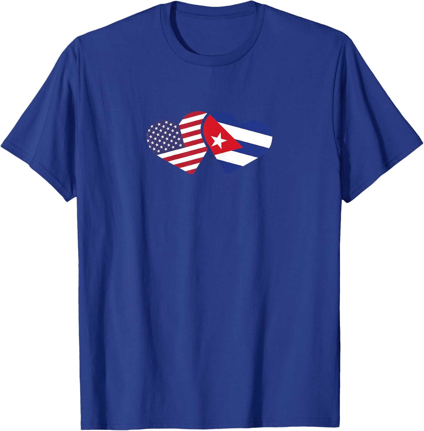 Cuba USA Flag T Shirt Heart Cuban American Love Cute T-Shirt - T-Shirt | Royal