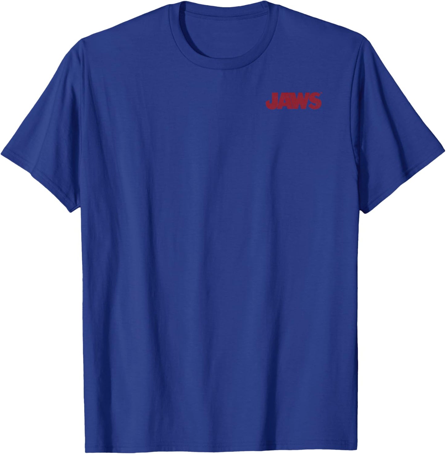 Jaws Left Chest Poster Back Logo Graphic T-Shirt - T-Shirt | Royal