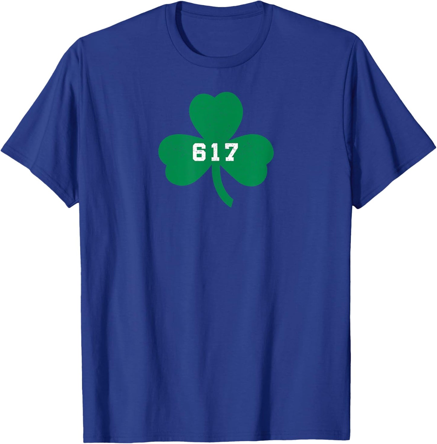 Boston, MA 617 Area Code Shamrock Vintage T-Shirt - T-Shirt | Royal