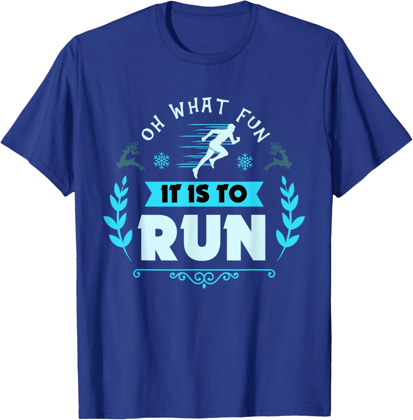 Funny Oh What Fun It Is To Run Cross Country Christmas Gift T-Shirt - T-Shirt | Royal