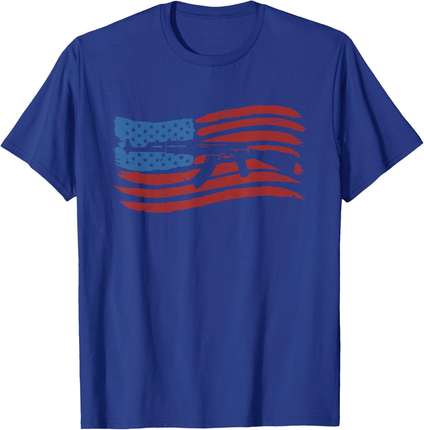 American Flag With AK-47 Graphic Guns T Shirt Men T-Shirt - T-Shirt | Royal