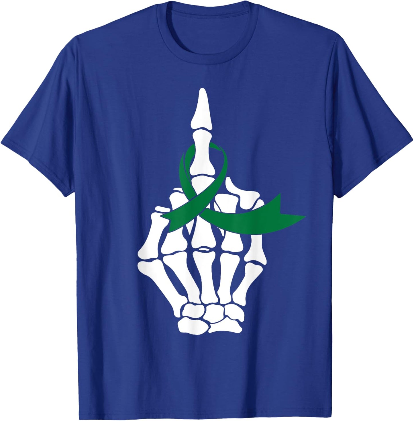 Fuck Liver Cancer Middle Finger Green Ribbon Shirt T-Shirt - T-Shirt | Royal