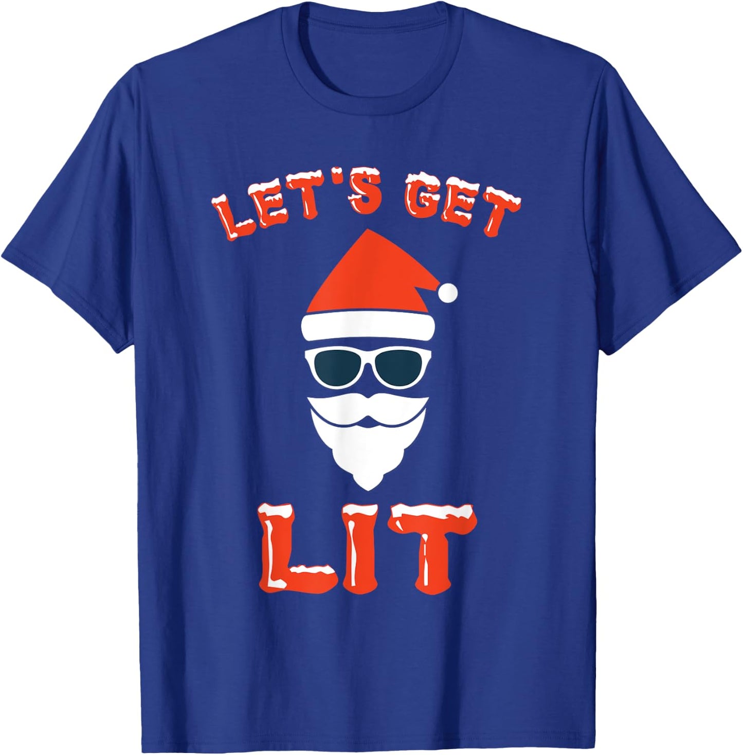 Let's Get Lit Funny Christmas Drinking Funny Xmas T-Shirt - T-Shirt | Royal
