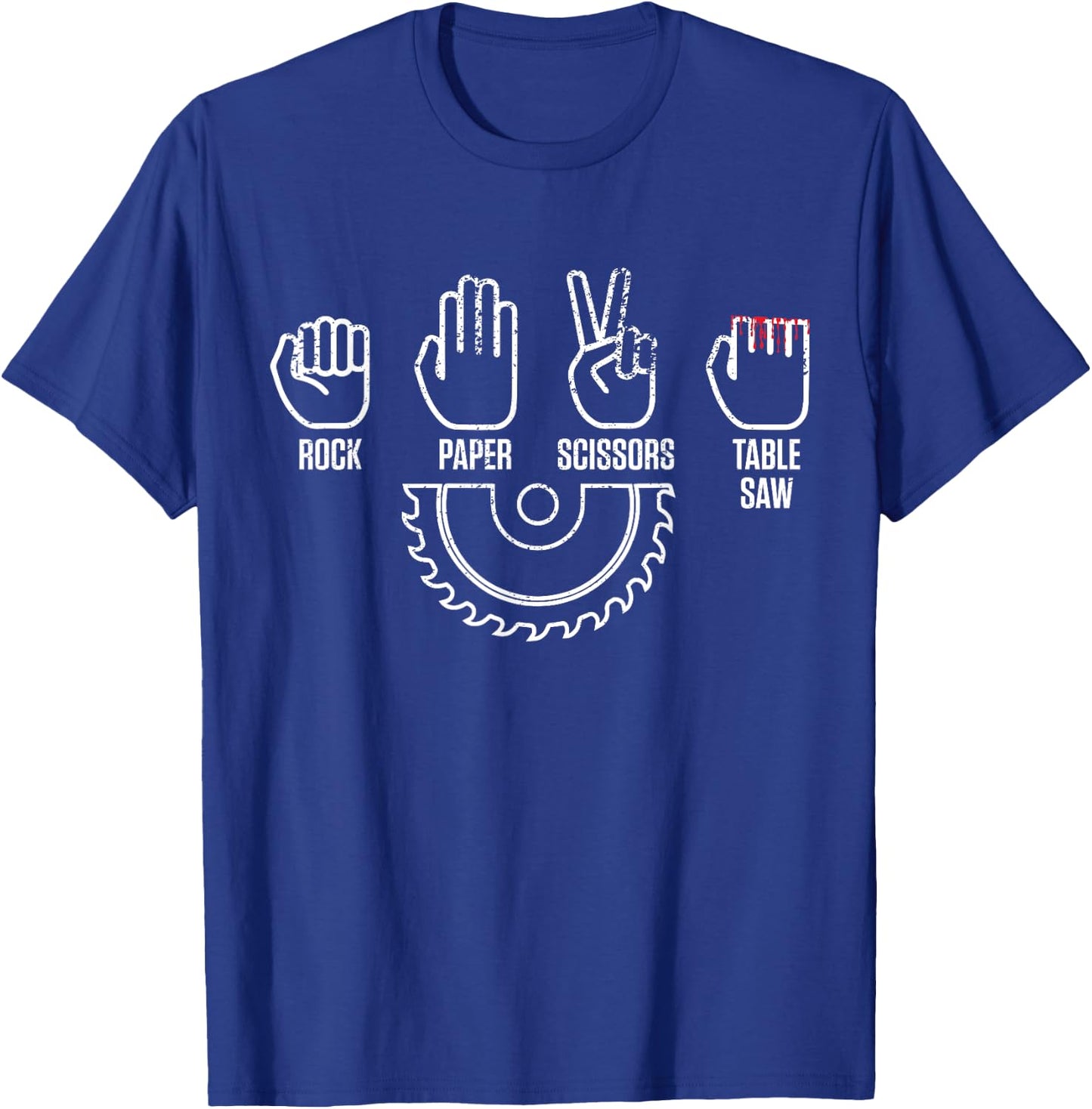 Rock Paper Scissors Table Saw Shirt - Carpenter Gift T-Shirt - T-Shirt | Royal