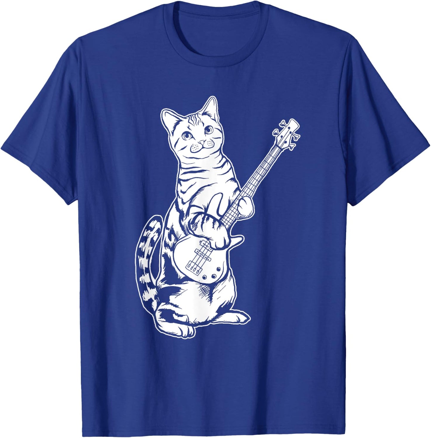 Funny Cat Playing Bass Cool Musician Women Girls Kids T-Shirt - T-Shirt | Royal