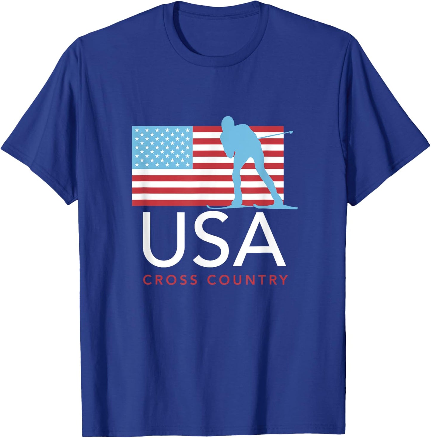 USA Cross Country Ski Team American Flag T-Shirt - T-Shirt | Royal