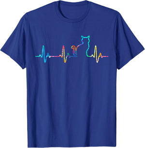 Cat Heartbeat Cat Lover Animal Lovers Tie Dye T-Shirt - T-Shirt | Royal