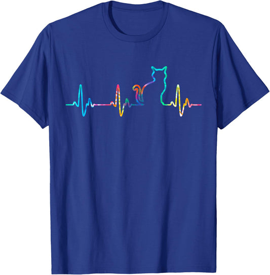 Cat Heartbeat Cat Lover Animal Lovers Tie Dye T-Shirt - T-Shirt | Royal